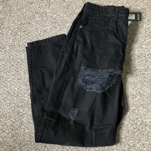 Petite Distressed Wide Leg Jeans